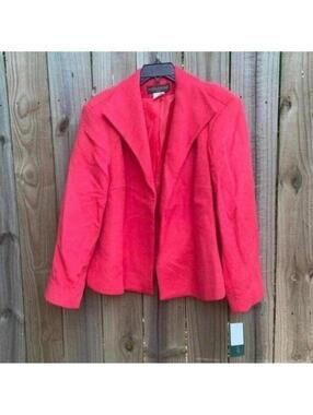 NWT Harve Benard Coral Collared Open Front Wool Blend Plus Size Coat jacket